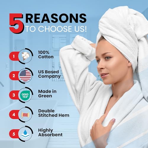 Infinitee Xclusives White Bath Towels 4-Pack - 100% Ring-Spun Cotton, Luxurious & Absorbent