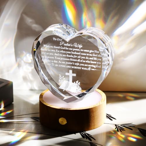 Pastor's Wife Appreciation Crystal Heart Gift - Religious Home Decor