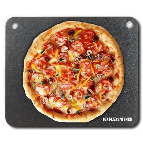 16x14.5 Inch Rectangular Pizza Steel Plate for Oven and Grill - Heavy Duty Pre-Seasoned Carbon Steel Baking Stone