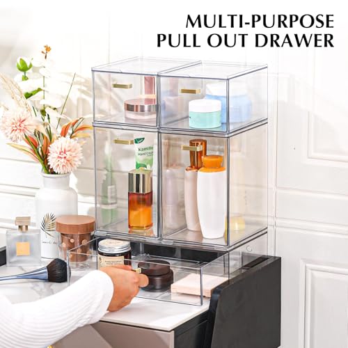 LALOBLUE Stackable Clear Acrylic Drawer Organizer for Baby Bottles & Makeup
