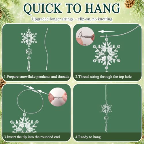 GuassLee 20 Pack Clear Acrylic Snowflake Christmas Ornaments - Winter Wonderland Decorations