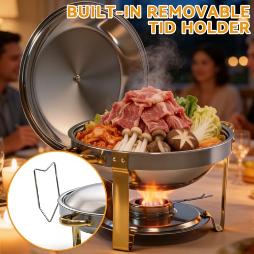6QT Round Chafing Dishes Buffet Warmers Set - Gold & Silver 4 Pack