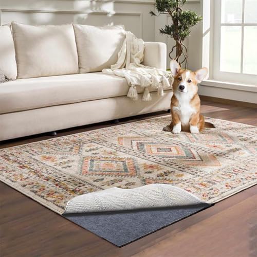 8x10 ft Waterproof Rug Pad - 1/4 Inch Thick Non-Slip Felt Carpet Cushion