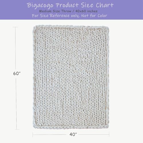 Bigacogo Beige Chunky Knit Throw Blanket 40x60 Inches for Couch & Bed