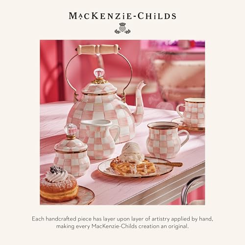 MacKenzie-Childs Rosy Check Enamel Tumbler 10 oz Pink & White