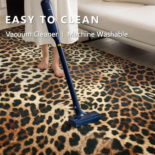 Leopard Rug for Living Room 6x9 ft Faux Animal Print Non-Slip Washable Decor - Leopard-2