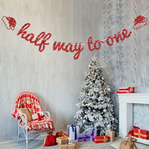 Half Birthday Banner for 6-Month Christmas Celebration Baby Milestone Decor