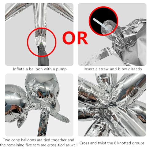 Silver Star Balloons Pack of 60 - Large Mylar Balloon Decorations for Birthday Wedding Christmas