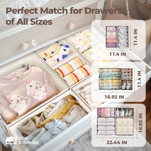 Cotton Linen Baby Drawer Organizers - 20 Pack Beige Linen Nursery Storage