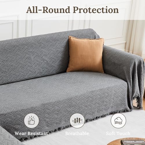 HOMERILLA 2-Piece Sectional Couch Cover XL Dark Grey for L-Shape Sofa