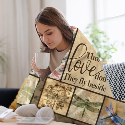 60x80 Dragonfly Print Memorial Throw Blanket Cozy Plush Gift for Couch Sofa Bed