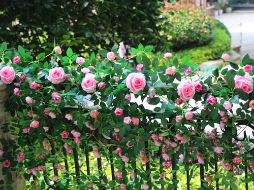 Pink Bendable Flower Garland - 2 Pack, 12ft Rose Vine for Home Decor