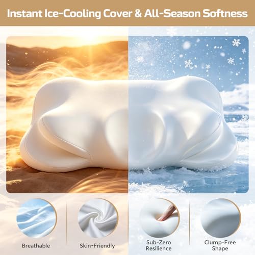 Ergonomic Memory Foam Cervical Pillow with Cooling Cover - Side & Back Sleep Support