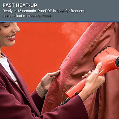 Travel Handheld Garment Steamer 1150W with Reversible Velvet & Lint Pad - Red