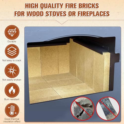 High-Temperature Fire Bricks 9 x 4.5 x 1.25 Inches Pack of 12 - Durable Insulating Brick