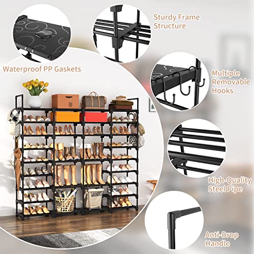 Black 9-Tier Large Shoe Rack Organizer for Entryway Closet - Heavy Duty, 68 Pairs Storage