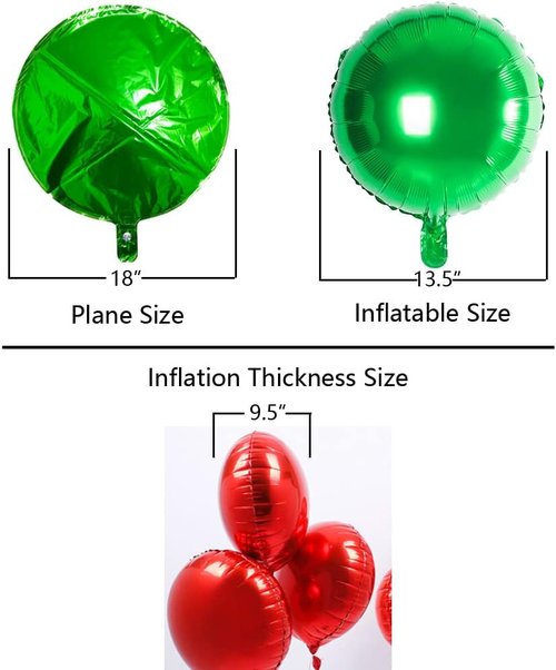 18" Green Round Mylar Foil Balloons - Helium Birthday Party & Baby Shower Decorations | Pack of 20