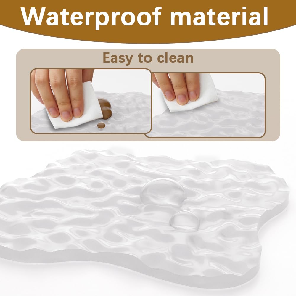Acrylic Coaster Set of 2 with Non-Slip Silicone Dots, Clear Drink Coasters with Waterproof Material, Cloud Shape Desk Accessories, Coasters for Office, Home,Bar, Cafe Decor