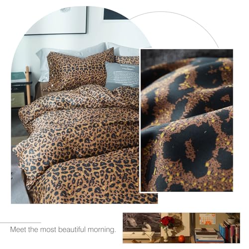 LifeTB Queen Leopard Comforter Set 3P Fluffy Microfiber Bedding Animal Print Variation 1#