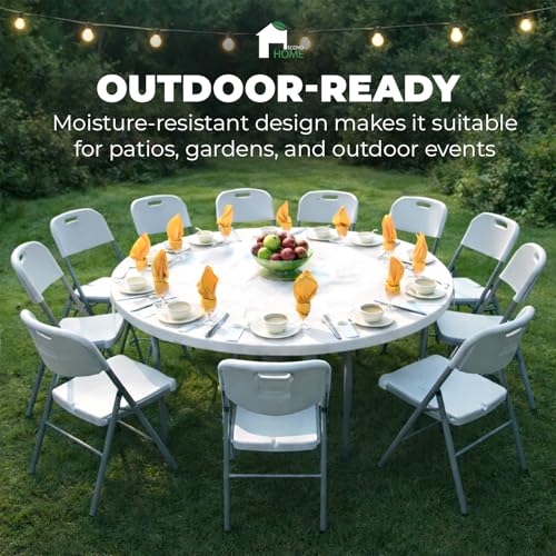 4 Ft Folding Round Plastic Table - Heavy-Duty Indoor/Outdoor Dining & Event Table