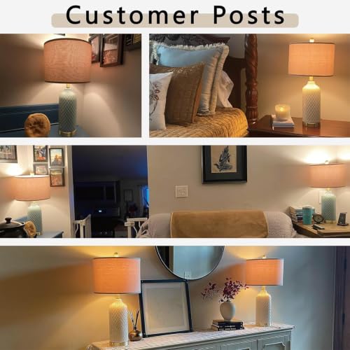 Blue Ceramic Modern Table Lamps Set of 2 for Living Room & Bedroom - 24.25"