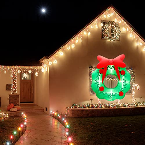 3 ft LED Inflatable Christmas Wreath - Outdoor Yard Decor with Quick Inflation