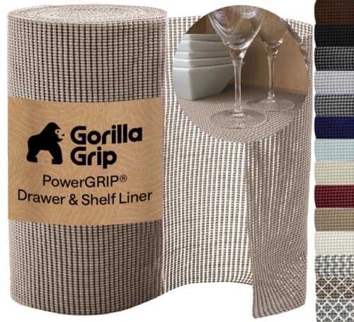 Beige PowerGRIP Drawer and Shelf Liner 24x30 Inches Nonadhesive Organizer