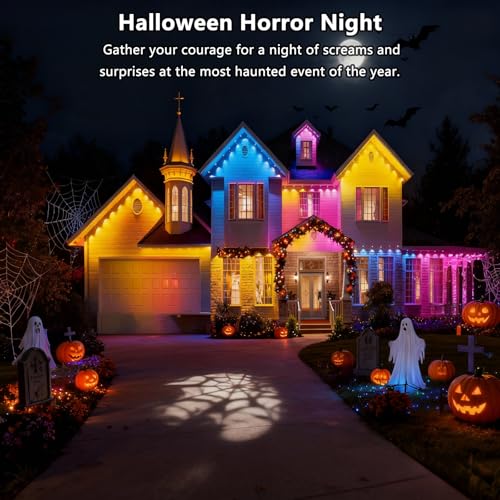 200FT Permanent Outdoor AI RGB+IC Lights - Alexa/Google Smart Eaves Lighting, Cool/Warm Tones