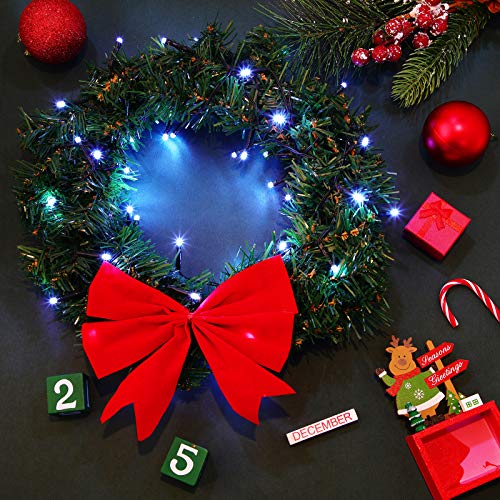 Honoson 11.8 Inch LED Christmas Wreath for Car with 5 Nylon Ties