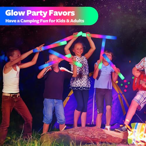 Wellent 58 PCS LED Foam Glow Sticks Bulk with 3 Light Modes for Parties and Events