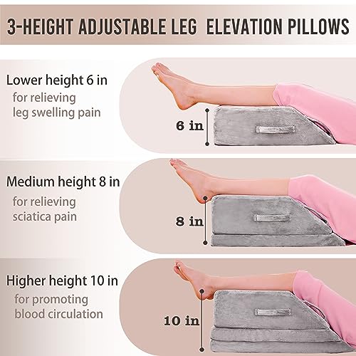Jakoola 24" Adjustable 3-Height Leg Elevation Pillow for Blood Circulation & Swelling Relief
