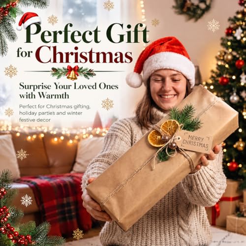 Qunclay Holly Christmas Candle Holder Set - 4 Wreaths & Glass Tea Light Holders