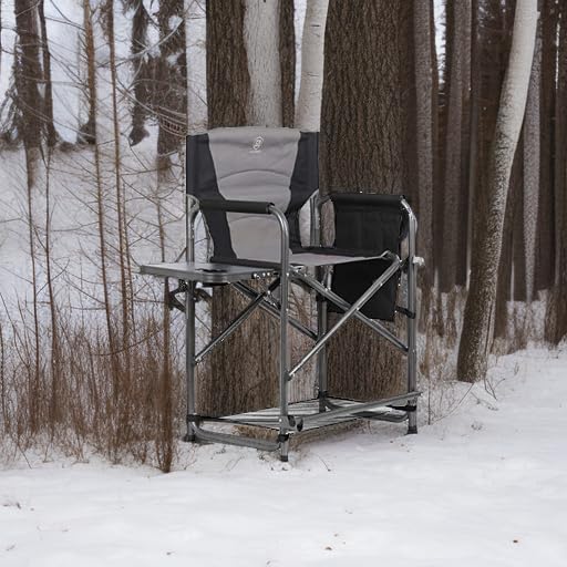 Ever Advanced 23.2-Inch Grey Medium Tall Director's Chair with Side Table & Cup Holder