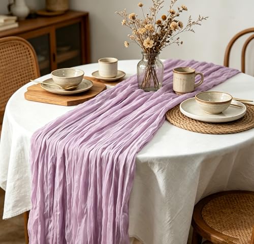 Cheesecloth Table Runner,Boho Gauze Decor for Wedding-Birthday-Deco