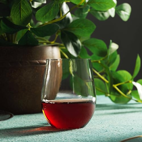 Munfix Disposable Plastic Stemless Wine Glasses 12oz, Clear, Shatterproof, BPA-Free, 48 Pack