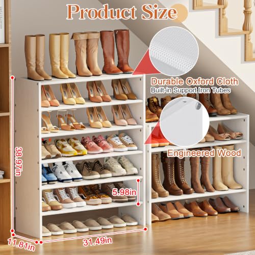Stackable Shoe Rack Organizer 3-Tier Space Saver for Closet Entryway