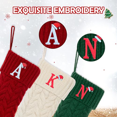 Initial Christmas Stockings,Monogram Letter Stocking Knit Family
