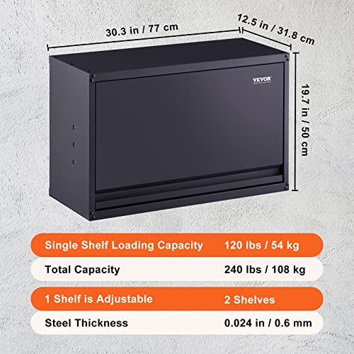 VEVOR Wall-Mounted Metal Storage Cabinet 20'' Flip Up Door, 120lbs Capacity