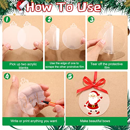 Blulu 100 Pcs 5 Inch Clear Acrylic Christmas Ornaments Discs for Crafts