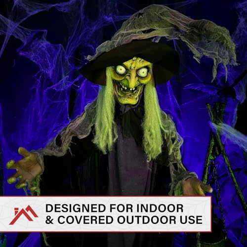 75-Inch Life-Size Poseable Talking Witch Halloween Animatronic - Indoor & Outdoor Decorations