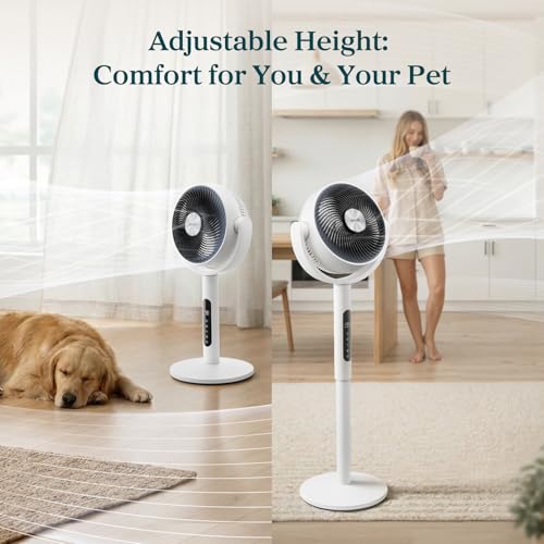 Levoit Plus Standard White Standing Fan for Bedroom, 120° Oscillating, Quiet 20dB