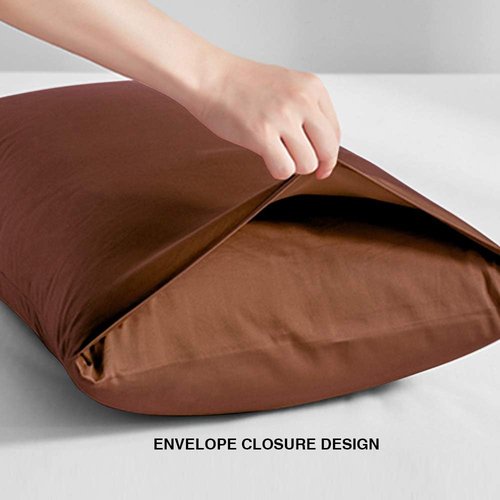 FLXXIE Queen Pillow Cases - Soft Microfiber Covers with Envelope Closure, 2-Piece Set, 20x30, Brown