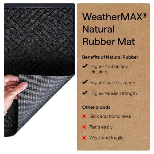 WeatherMax Door Mat - Indoor Outdoor Use, 35x23 Black Diamond - Heavy Duty, Weatherproof, Dirt & Moisture Capture
