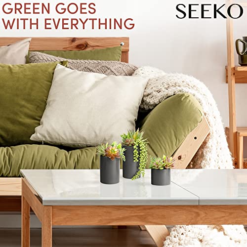 Artificial Succulents Plants in Ceramic Pots - 3 Pack Assorted Faux Office Decor