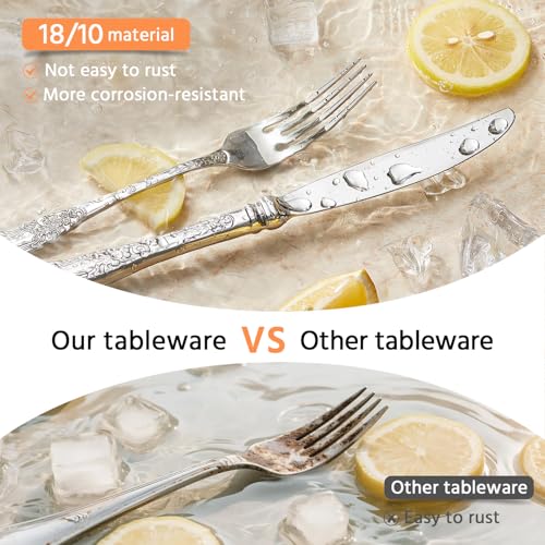 KINGSTONE 20-Piece Vintage Flatware Set for 4 - Silver 18/10 Stainless Steel