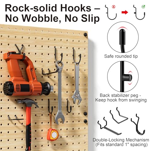 VOIMO Bamboo Pegboard Organizer Set, 6 Panels (16"x12")