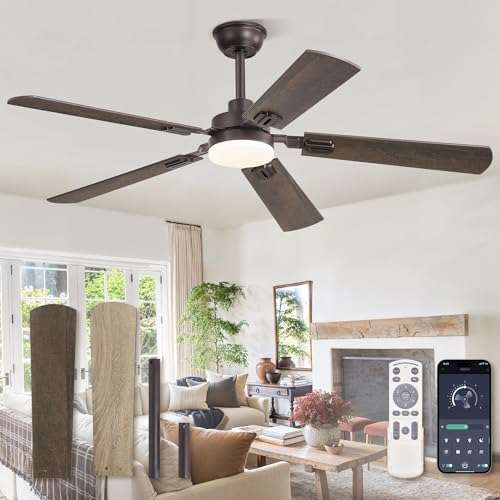 ZMISHIBO 52-Inch Oil Bronze Ceiling Fan with Light & Remote, Farmhouse Indoor