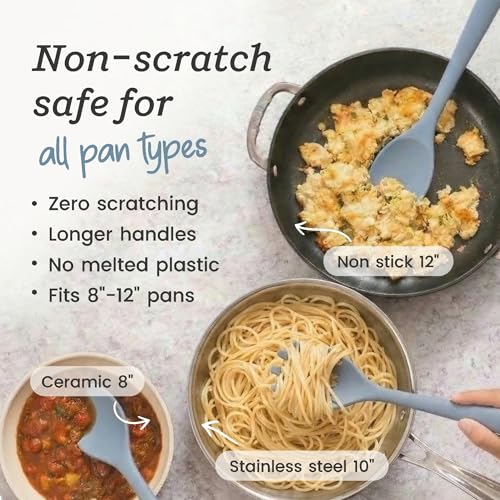 XL Silicone Cooking Utensils Set of 6 - 13.5 Inch Heat-Resistant & BPA-Free Light Blue