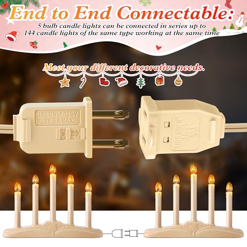 Meonum 1 Set 5 Electric Window Candles with Flame Effect for Christmas Decor - Flame Variant