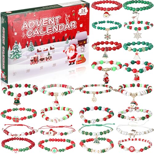 Jiuguva Christmas Calendar Bracelets 2026 – 24 Beaded Advent Gift Set